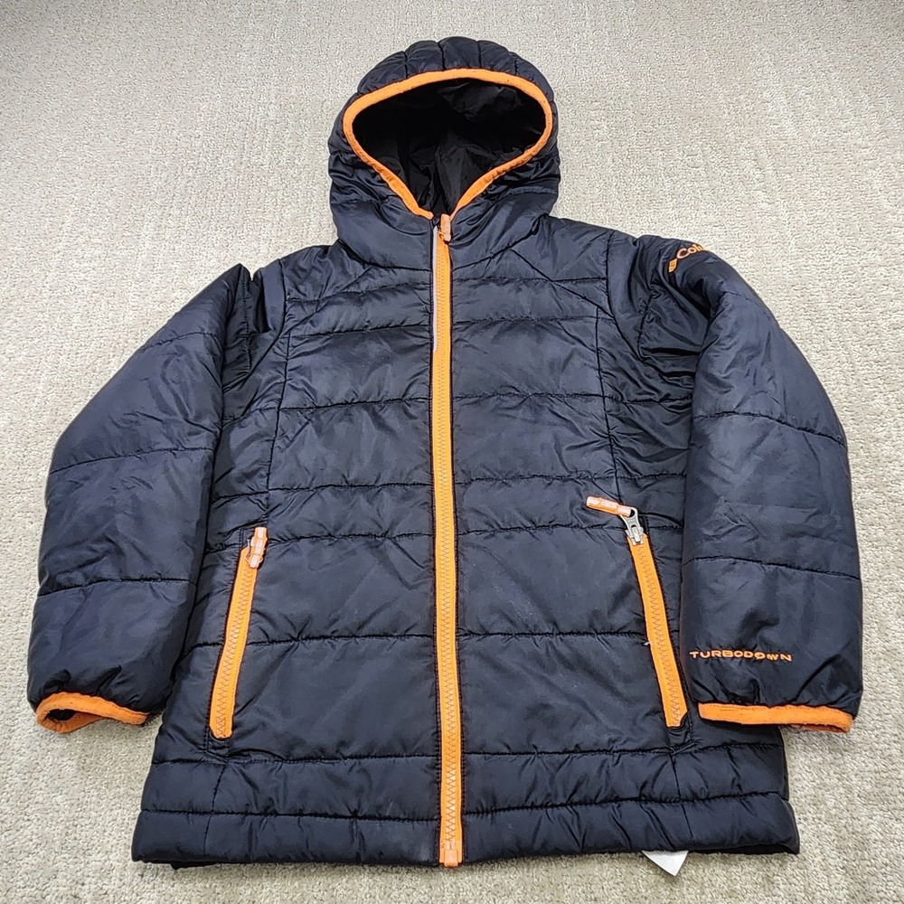 Columbia Jacket Boys XS 6-7 Kids Turbo Down 550 Puffer Hooded Black Omni Heat